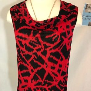 SALE🎉🌹CALVIN KLEIN Red & Black leopard cowl neck